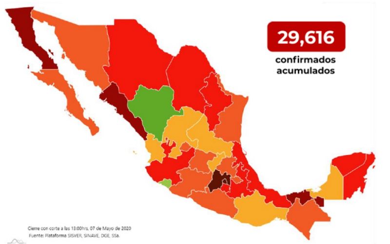 En México hay 29 mil 616 casos confirmados de COVID-19. Han fallecido 2 mil 961 personas