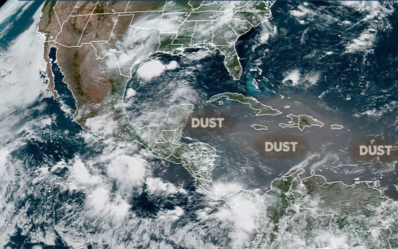 Nube de polvo del Sahara pasará sobre la Península de Yucatán y Golfo de México durante esta semana