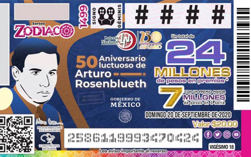 Destacan aportaciones a la ciencia de Arturo Rosenblueth en develación de billete de lotería conmemorativo