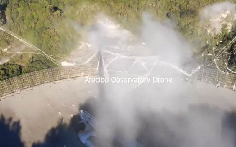 Drone captura los últimos momentos del Observatorio de Arecibo