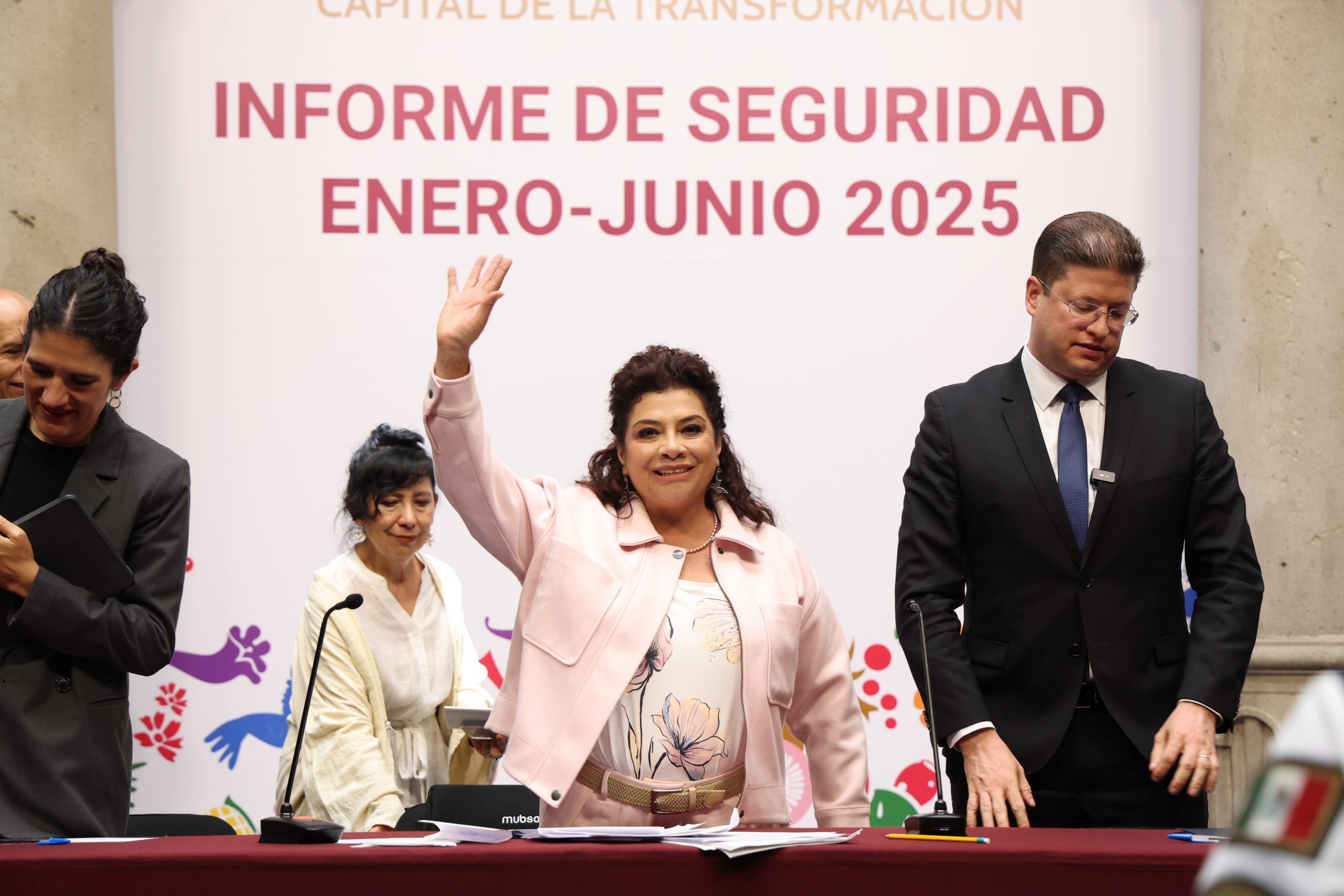 La Jefa de Gobierno, Clara Brugada Molina, presentó el Informe de Seguridad correspondiente al periodo enero-junio 2025. Fotografía: La Isabel.