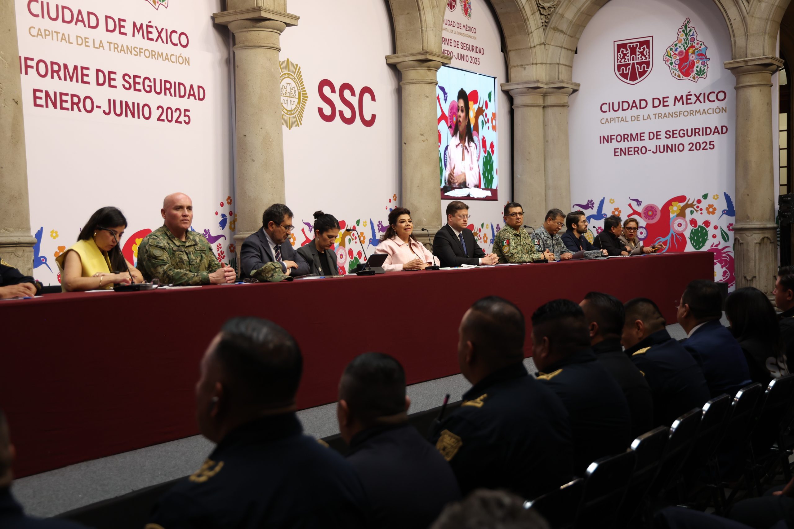 La Jefa de Gobierno, Clara Brugada Molina, presentó el Informe de Seguridad correspondiente al periodo enero-junio 2025. Fotografía: La Isabel.