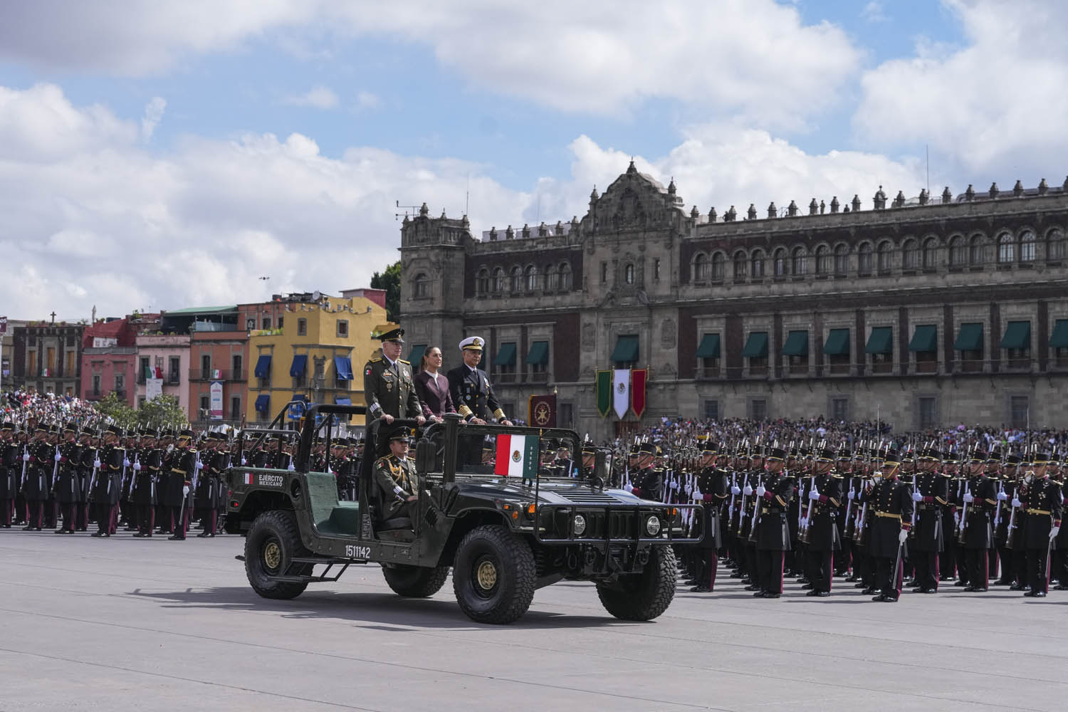 Cuauhtémoc, Ciudad de México. 16 de septiembre 2025. La presidenta constitucional de los Estados Unidos Mexicanos, la Doctora Claudia Sheinbaum Pardo  preside el Desfile Cívico Militar. Foto: /Presidencia