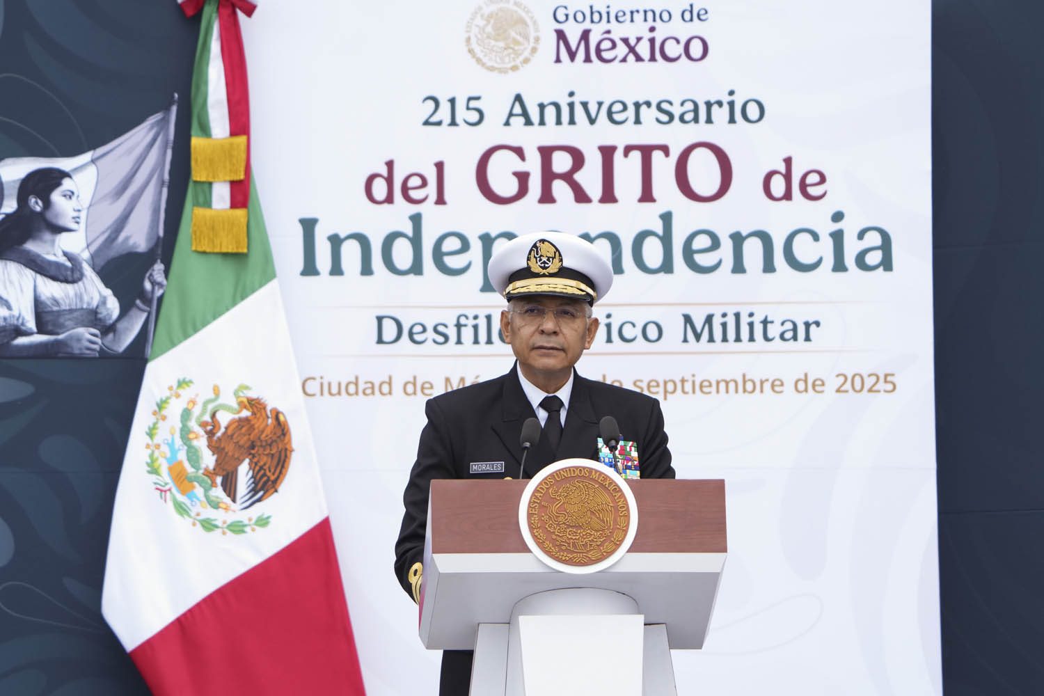 Cuauhtémoc, Ciudad de México. 16 de septiembre 2025. La presidenta constitucional de los Estados Unidos Mexicanos, la Doctora Claudia Sheinbaum Pardo  preside el Desfile Cívico Militar. Foto: /Presidencia
