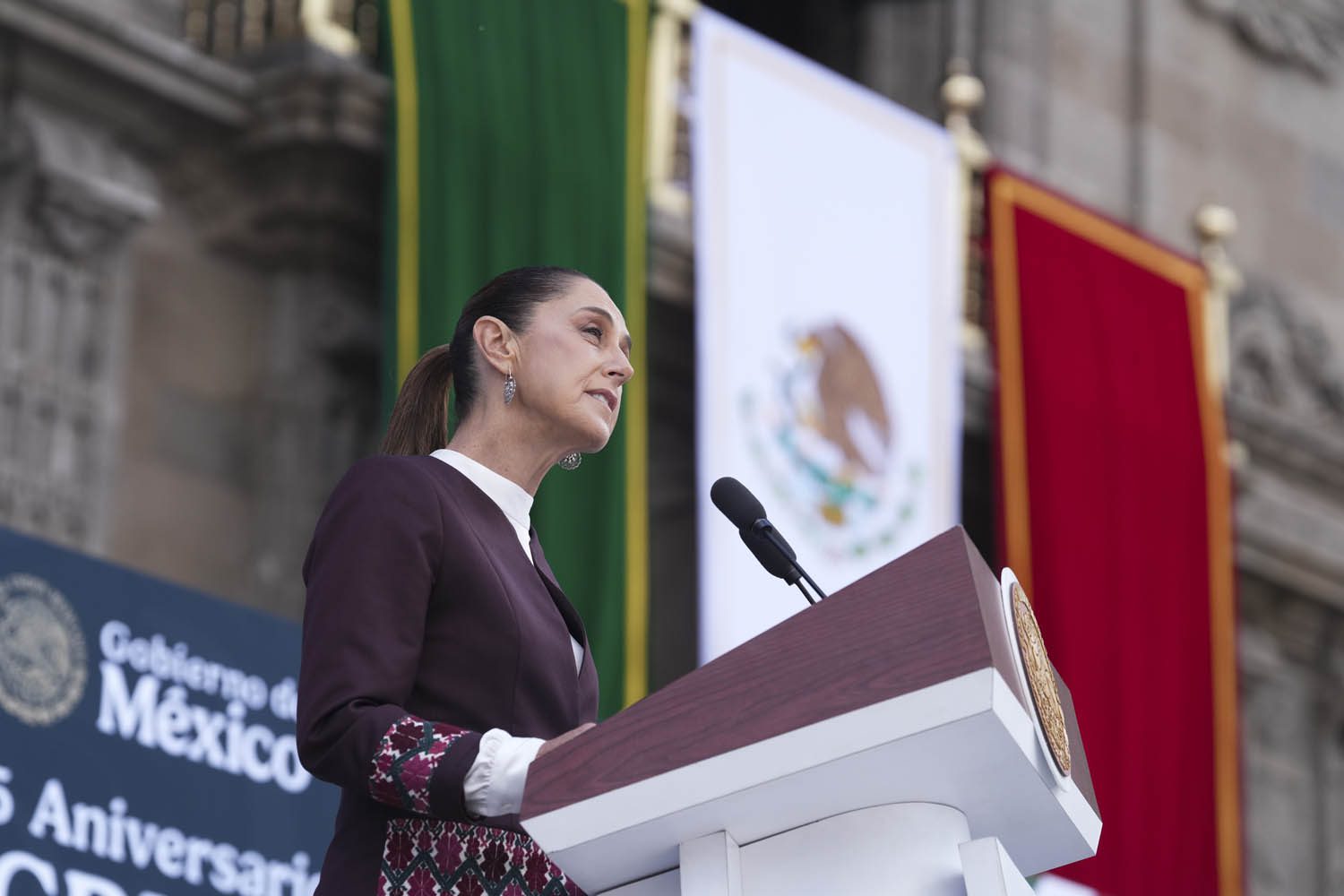 Cuauhtémoc, Ciudad de México. 16 de septiembre 2025. La presidenta constitucional de los Estados Unidos Mexicanos, la Doctora Claudia Sheinbaum Pardo  preside el Desfile Cívico Militar. Foto: /Presidencia