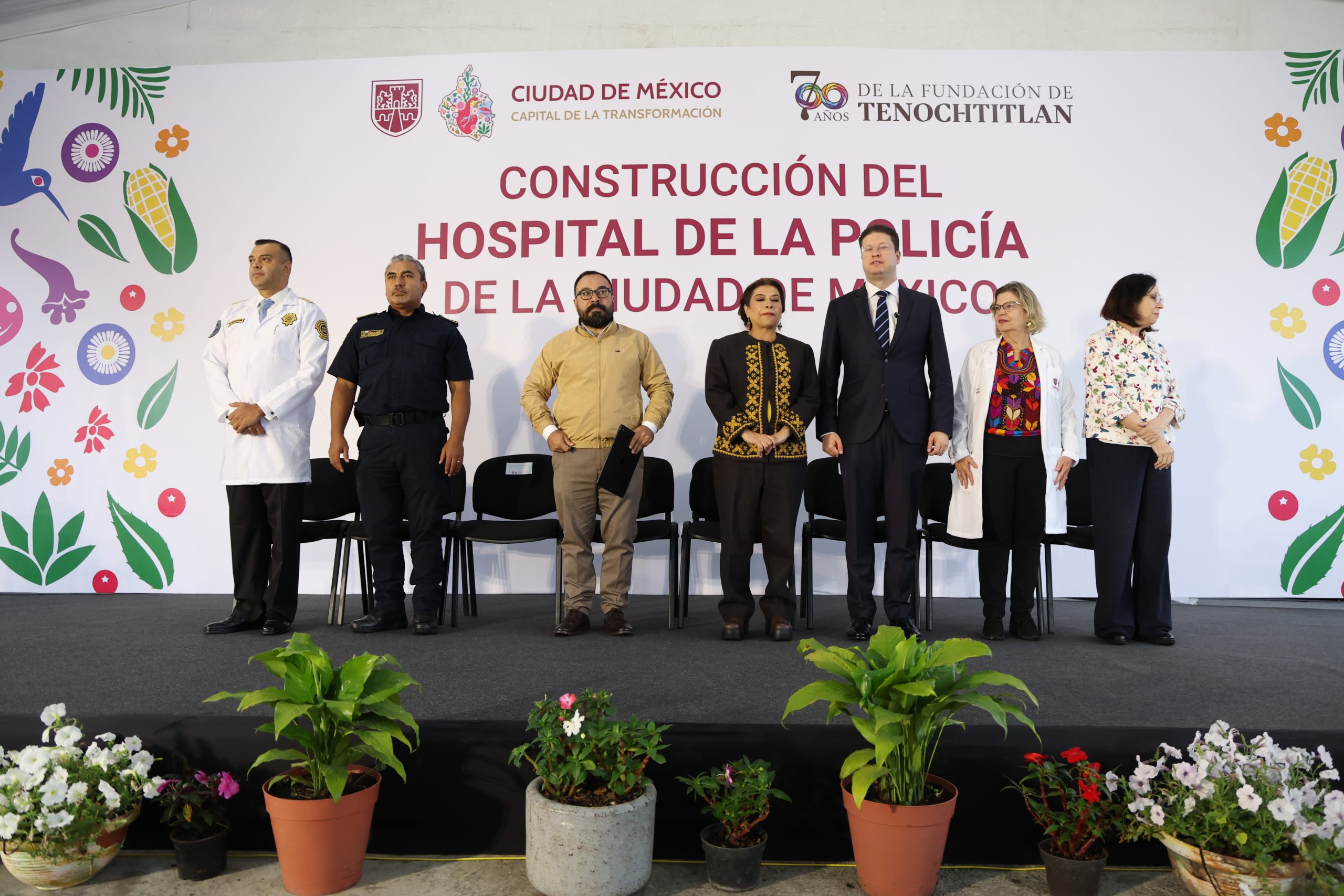 Clara Brugada encabeza el arranque de Obra para la Construcción del Hospital de la Policía de la Ciudad de México. Fotografía: La Isabel.