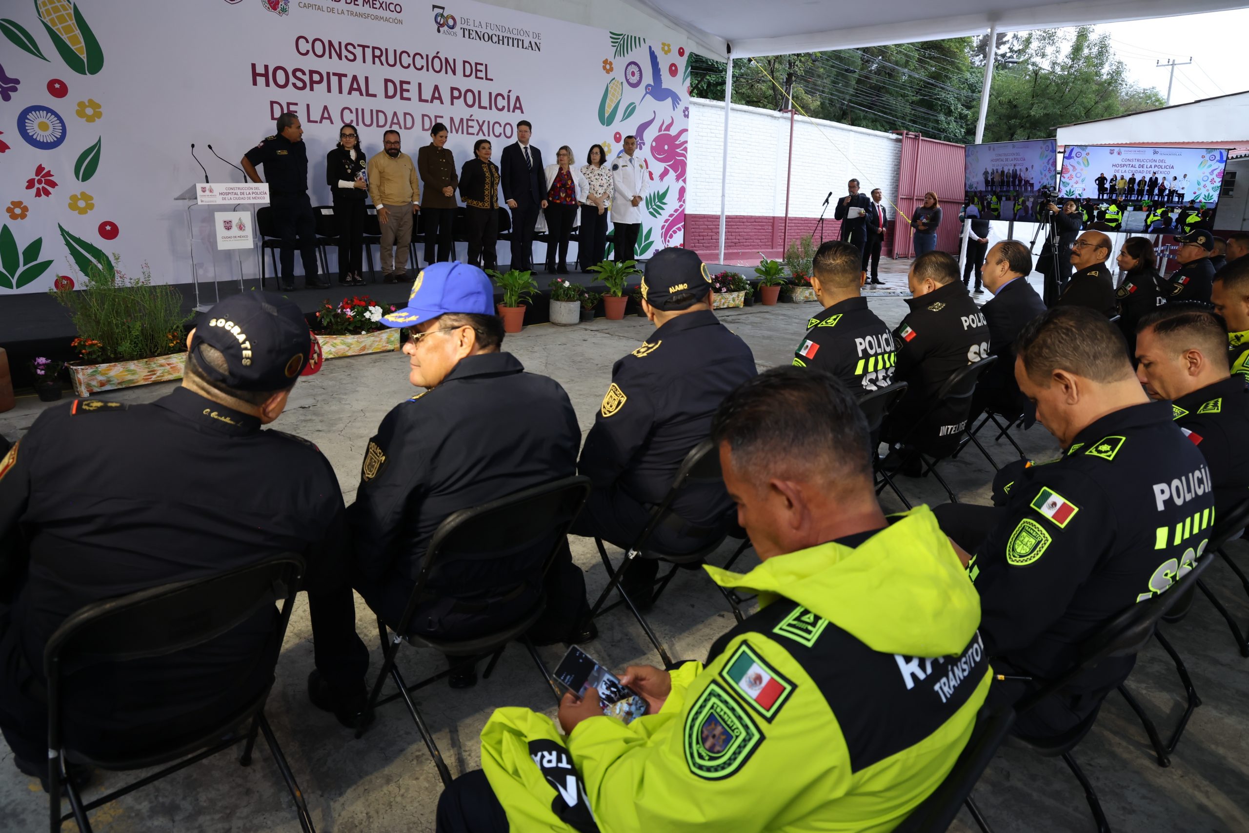 Clara Brugada encabeza el arranque de Obra para la Construcción del Hospital de la Policía de la Ciudad de México. Fotografía: La Isabel.