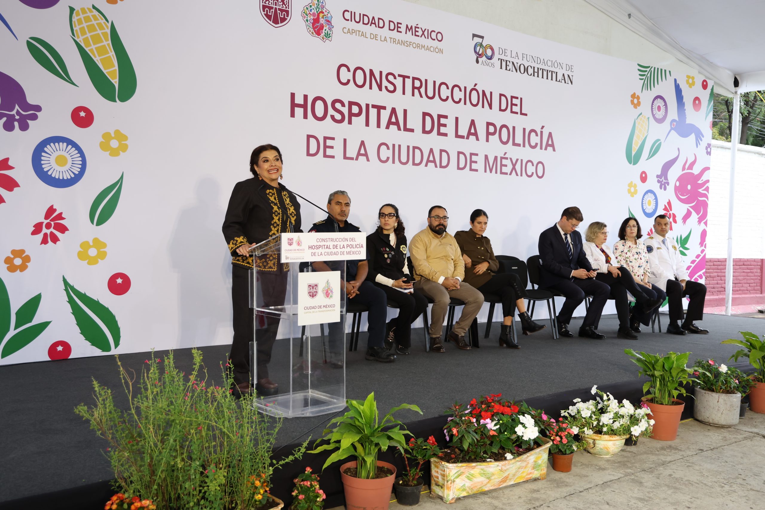 Clara Brugada encabeza el arranque de Obra para la Construcción del Hospital de la Policía de la Ciudad de México. Fotografía: La Isabel.