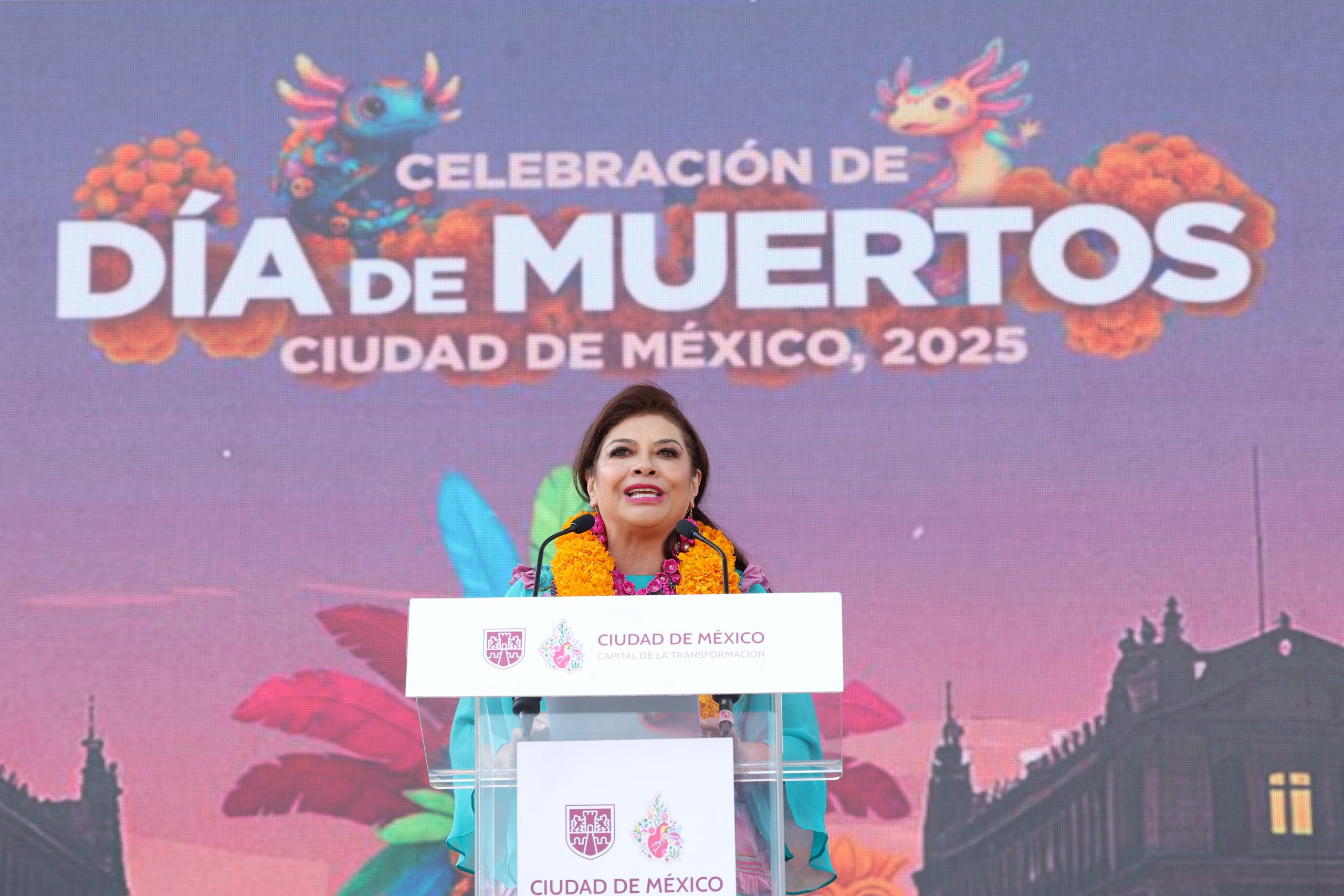 Inauguración de la Ofrenda Monumental en el Zócalo de la Ciudad de México. Fotografía: La Isabel.