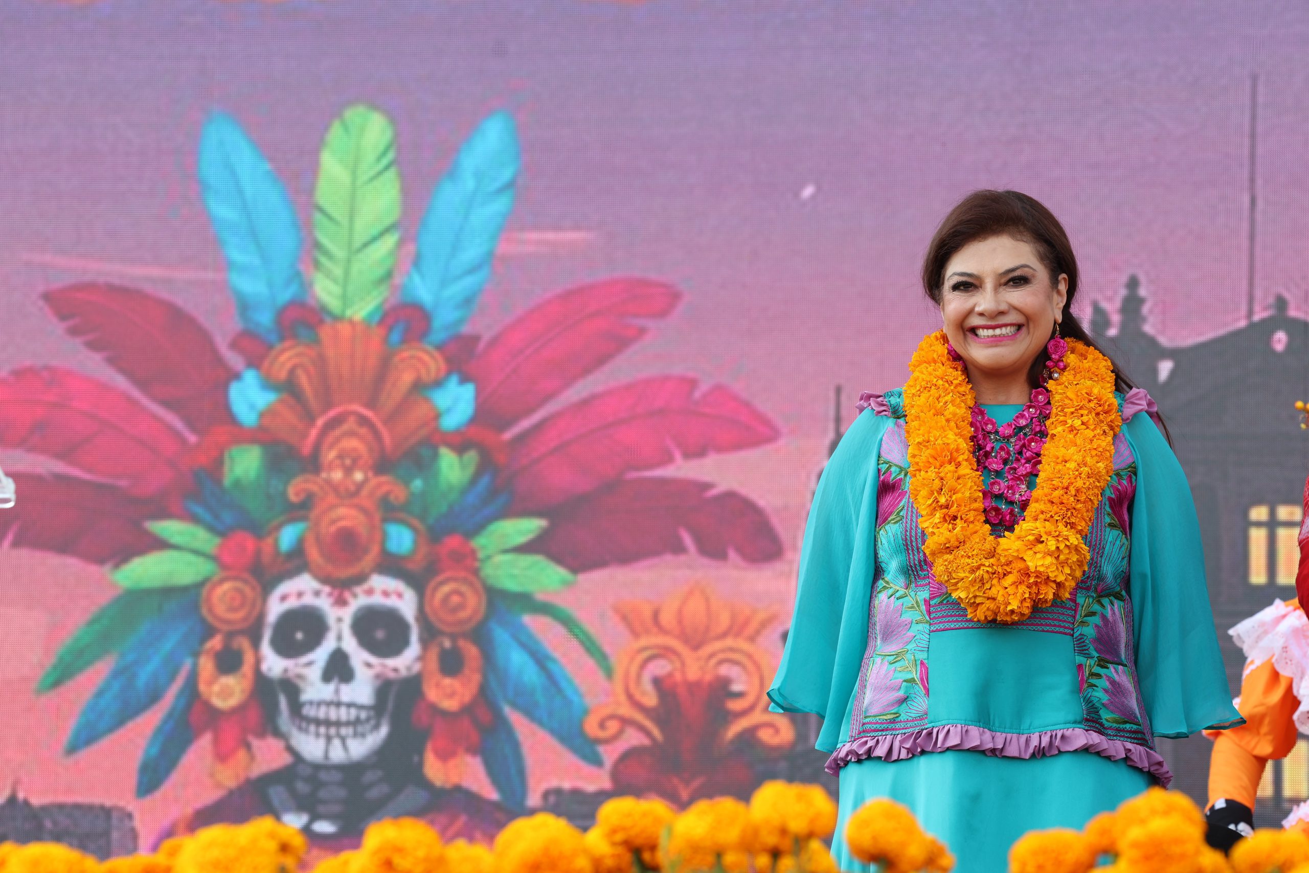 Inauguración de la Ofrenda Monumental en el Zócalo de la Ciudad de México. Fotografía: La Isabel.
