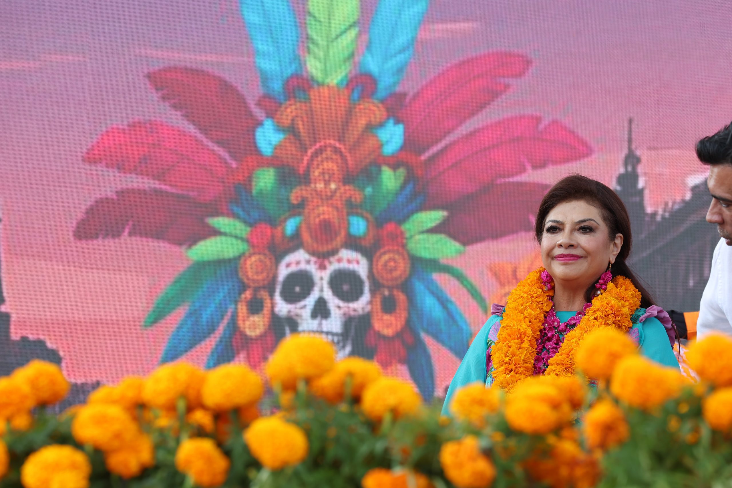 Inauguración de la Ofrenda Monumental en el Zócalo de la Ciudad de México. Fotografía: La Isabel.